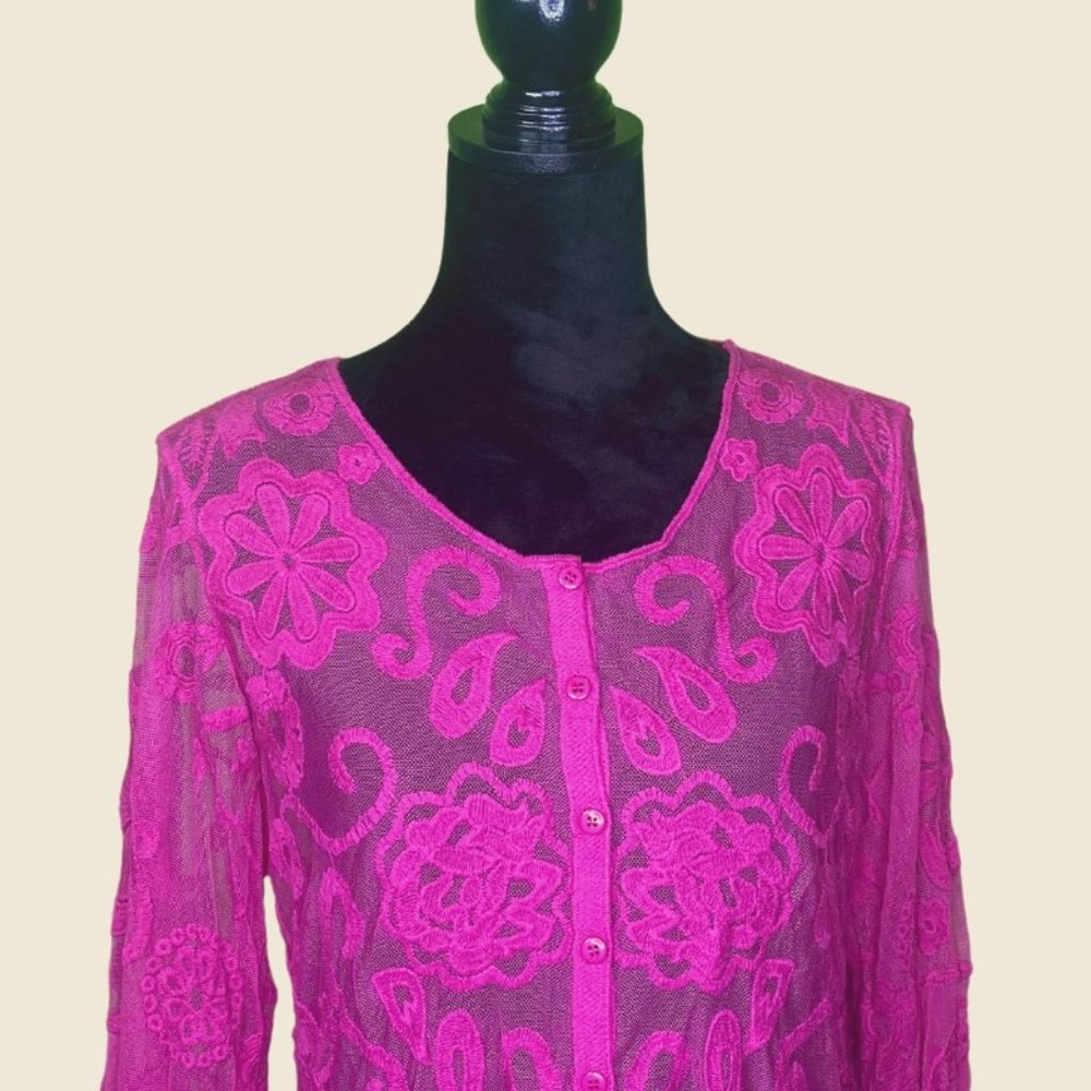 NWT Lane Bryant Hot Pink Lace Blouse